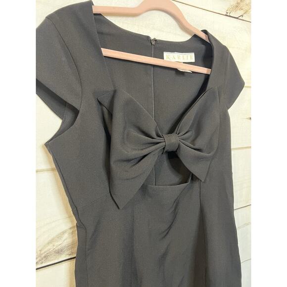 Karlie Dress Black Cut Out Bow Chic Zip Up Size Large - Picture 2 of 5